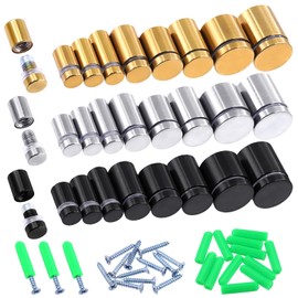 Swpeet 12 Sets 3/4" x 1" Silver Stainless Steel Standoff Screws, Wall Standoff Mounts Glass Acrylic Nail with Screws and Wall Anchors, Mounting Glass Hardware for Hanging Picture Frame Advertise