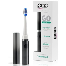Pop Sonic Electric Toothbrush (Ombre) - Travel Toothbrushes w/AAA Battery | Kids Electric Toothbrushes with 2 Speed & 15,000-30,000 Strokes/Minute, Dupont Nylon Bristles (Ombre Black)