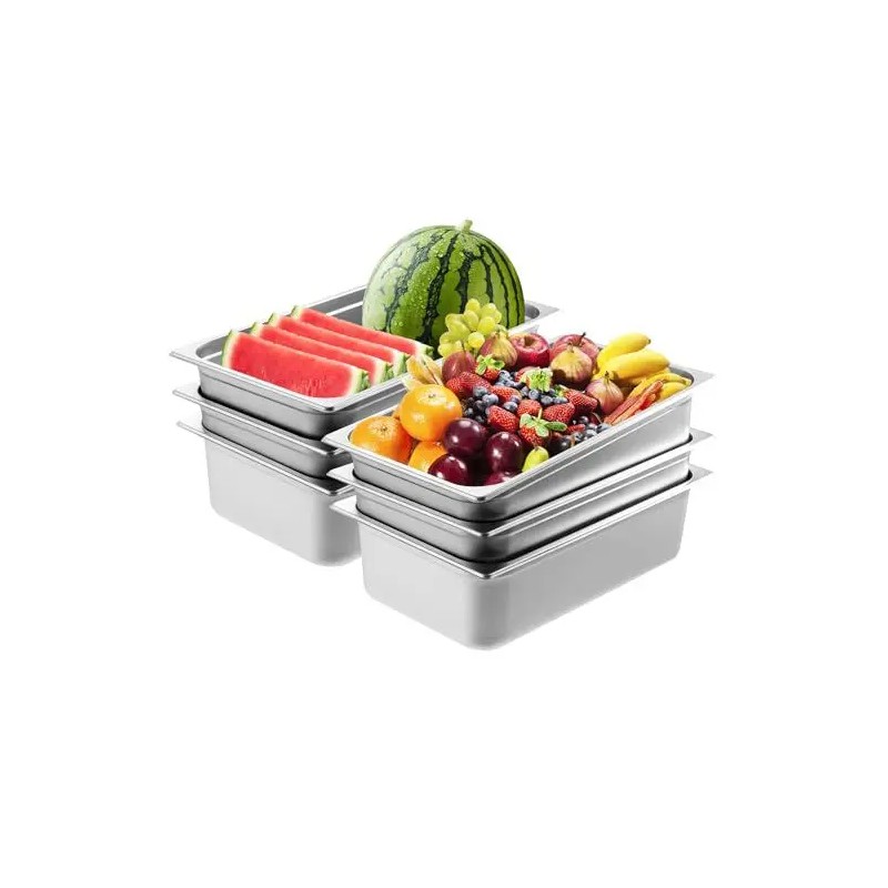 6 Pack 0.8mm Thick Stainless Steel Commercial Steam Table Pan
