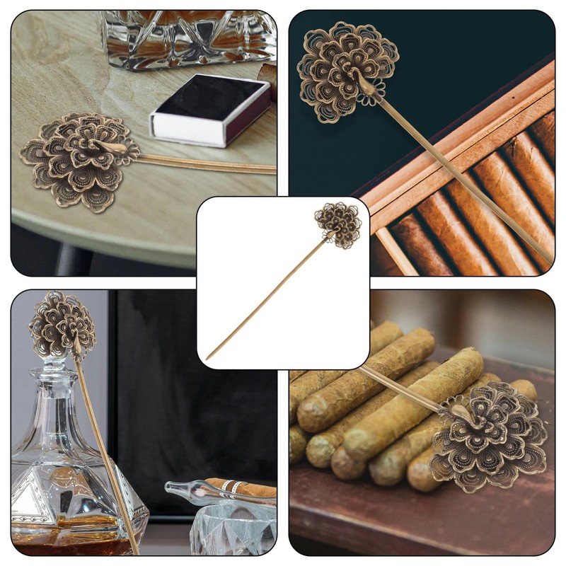 KOMBIUDA Peacock Design Copper Cigar Draw Enhancer Tool Durable Cigar