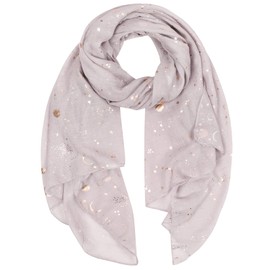 Yuson Girl Women's Lightweight Scarf Gold and Silver Diffused Stars Scarf Chiffon Scarf Gift for Women 70 x 180 cm All Year Round, gray