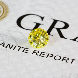 Letmexc Loose Vivi Yellow 8 Hearts & Arrows Moissanite Gemstone Replacement Diamond VVS1 Excellent Round Brilliant Cut with GRA Report for Custom Jewelry (0.50)