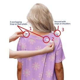 Deyeek Open Back Nightgowns for Women Tear Away Snap Adaptive Dresses Women Soft Hospital Post Surgery Clothing M