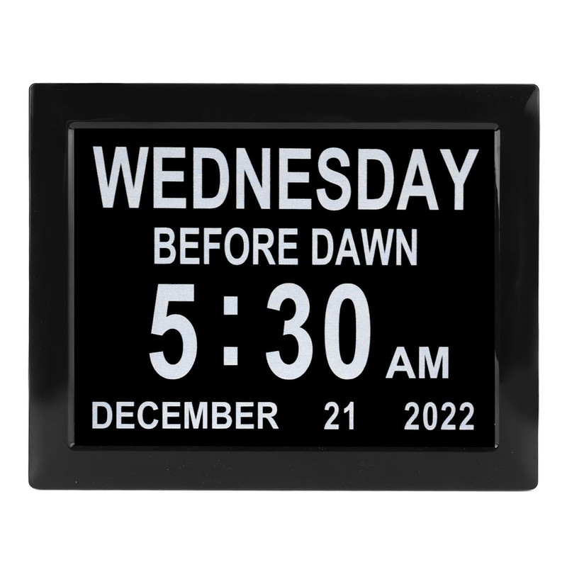 8inch Digital Day Calendar Clock Alarm Reminders Auto Dimming Large