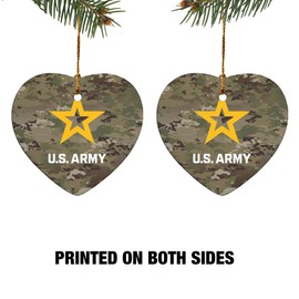 GRAPHICS & MORE U.S. Army Logo on Camo Heart-Shaped Porcelain Holiday Christmas Tree Ornament - 2.8"