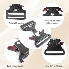 pson 2PCS 2 Inch Heavy Duty Metal Buckle, Adjustable Tactical Belt Buckle, Quick Release Buckle Replacement for Dog Collar Hardware, Backpack, Hunting Belt, Firefighting Belt