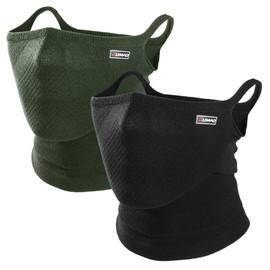 WTACTFUL 2 Pieces Fashion Breathable Neck Gaiter Half Face Mask for Men Windproof for Ski Cycling Running Hiking Work Black Green