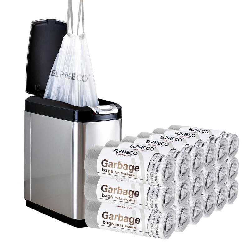 ELPHECO 2.5 Gallon Trash Bags │ 15 Liters Drawstring Garbage