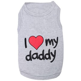 Parisian Pet Dog Cat Clothes Tee Shirts I Love Daddy T-Shirt, XS