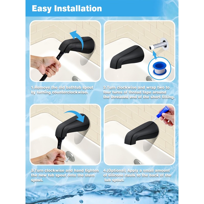 Universal Tub Spout with 5 in 1 Adapter, Bathtub Faucet