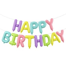 Macaron Rainbow Happy Birthday Balloons Banner,16 Inch Mylar Foil Letters Set,Inflatable Reusable Party Decor,for Women,Men,Kids Boys & Girls Birthday Decorations DIY Party Supplies