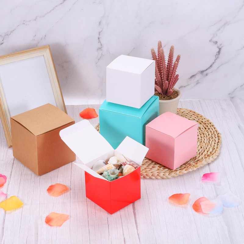 sourcing map 25 Pcs Red Gift Boxes, 3"x3"x3" Kraft Paper