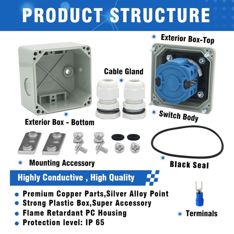 20A Rotary Changeover Switch with Box, 660V 4 Position 2