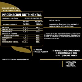 Creatina Monohidratada Bigg Prote 1 Kg 200 Servicios Sabores Sabor Natural