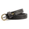 ECHAIN Women Braided Woven Genuine Leather Narrow Belt 25mm Wide