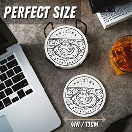 Onebttl Arizona Gifts Coaster Souvenir, Travel Homesick Gifts, Home Decor for Women, Moving, Housewarming, Set of 6, Ceramic, Absorbent with Cork Base