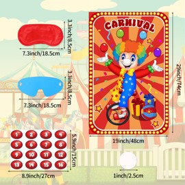 Hxezoc Circus Party Games, Pin The Noses on The Clown With 32 Pcs Nose Stickers, Large Carnival Clown Games Poster for Kids Birthday Party School Classroom Carnival Party Supplies