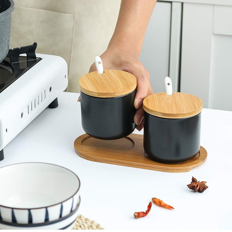 OnePine 260 ml / 9 oz Ceramic Spice Jars Salt