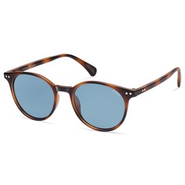 SOJOS Small Round Classic Polarized Sunglasses for Women Men Vintage Style UV400 Lens SJ2113, Brown/Light Blue