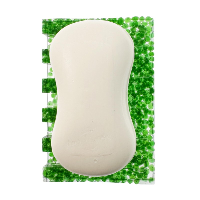 KUHPLOVE Soap Dish Rectangular Self Draining Holder with Natural Green