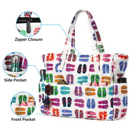 oscaurt Beach Bags for Women Large Waterproof Sandproof Beach Tote Swim Pool Bag with Zipper for Travel Vacation Essentials, Slipper-new, Large, Tote Bag