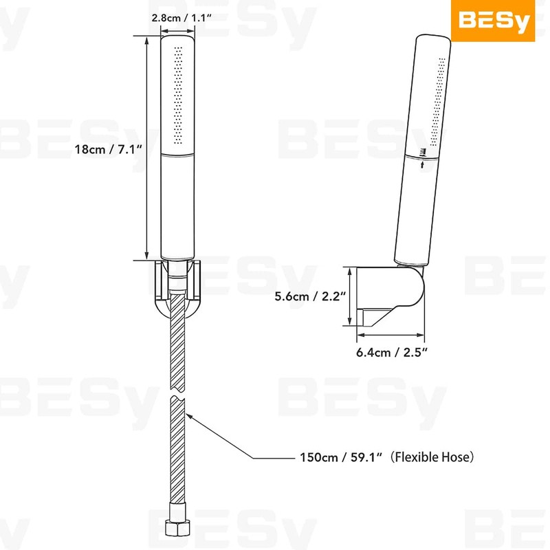 BESy Black Brass 2 In 1 Function Handheld Shower Head