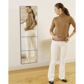 quegau Large Size Unbreakable Full Length Wall Mirror; About 14"x 14" Inches 4 Pcs Mirror Tiles, Made of Shatterproof Plexiglass Acrylic, Plastic Long Mirrors for Home Gym, Bedroom, Door, Living Room