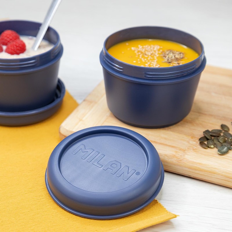 MILAN 0.25 Litre Round Hermetic Food Container with Blue Lid