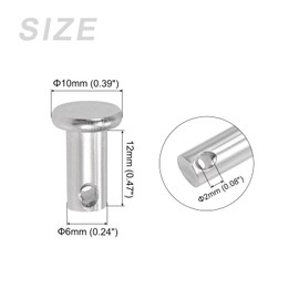 METALLIXITY Clevis Pins (6mmx12mm) 4Pcs, Single Hole Flat Head 304 Stainless Steel Fastener Pin - for Metal Devices, Furniture Installation, Industrial, DIY