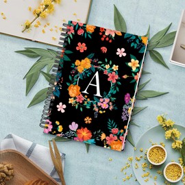 UntilPlan Hardcover Spiral Notebook Journal 5.7” x 8”, 120 Pages Journals for Women Men, A5 Print Ruled Notebooks, Cute Floral Letter Spiral Journal for Writing, Work, Business, School