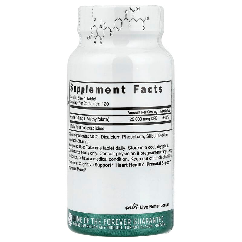 Nutri L-methylfolate 15mg active vegan folic acid supplement for pregnant