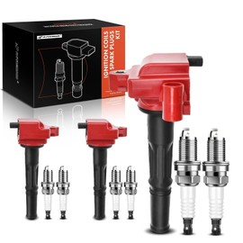 A-Premium 3x (Red) Ignition Coil Pack and 6x Iridium Spark Plugs Compatible with Toyota Tacoma 1995-2004, Tundra 2000-2004, 4Runner 1996-2002, V6 3.4L