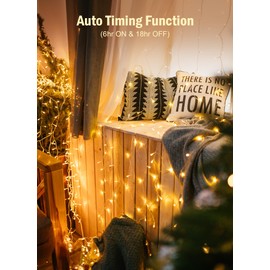 Battery Operated String Lights Outdoor, 2 Pack Total 33 FT 100LED Battery Powered String Fairy Lights with Time, 8 Modes, Waterproof Twinkle String Lights for Outside Indoor Bedroom Tree, Warm White