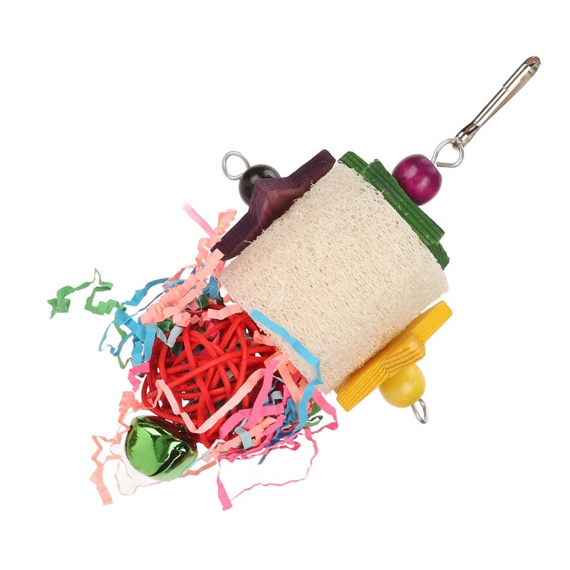 3pcs Parrot Shredding Chew Toy Bamboo Net Rattan Loofah Bird