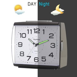 Ayybboo Analogue Alarm Clock, No Ticking, Analogue Alarm Clock, Retro with Snooze Alarm Clock with Night Light, Large Analogue Alarm Clock, Silent Dial, Analogue Quartz Alarm Clock, Learning Alarm