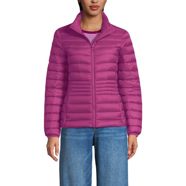 Lands' End Women's Wanderweight Packable Down Jacket Small Light Raspberry