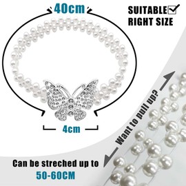 IAGORYUE Curtain Tie backs 4 Pcs Metal TieBacks with Classy Small Pearl Elastic Rope Curtains Hold Holdbacks for Home Office Hotel Window Drape Deco No-Install/Drill/Hooks/Magnetic (Silver Butterfly)