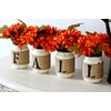Mason Jars Set Fall Decor Centerpiece | Brown Burlap Tabletop