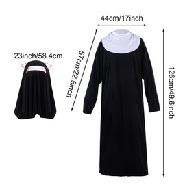 yeabwps Nun Costumes for Women - Nun Outfit with Headpiece for Cosplay & Party Dress Up (2 Pcs)