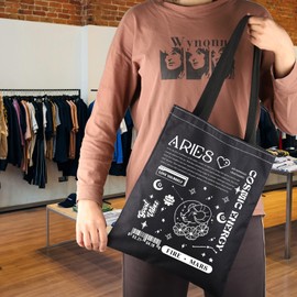 JNIAP Zodiac Sign Gift 12 Constellation Birthday Gift for Astrology Lover Horoscope Tote Bag (ARIES Tote Bag)
