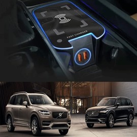 MAVERYGFF for v-olvo XC90 XC60 S90 V90 V60 S60 2021 2020 2019 Wireless Car Charger Center Console Accessory Panel,15W QC3.0 Fast Charging Phone Charger Pad with Dual 18W USB Ports for Any Qi Phone