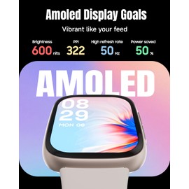Antfit Smart Watch, AMOLED Ultra-Clear Screen, 3ATM Waterproof, Answer/Make Calls, Fitness Tracker Watch, Heart Rate/Sleep Tracker/100 Sports, Compatible Android Phone and iOS Phone, Starlight