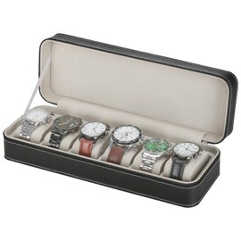 BAOPEND PU Leather Watch Box, Watches display Case with Zipper, Portable Travel Wristwatch Organizer Storage Holder Gift Boxes for Men Women Collector (6 Slots)