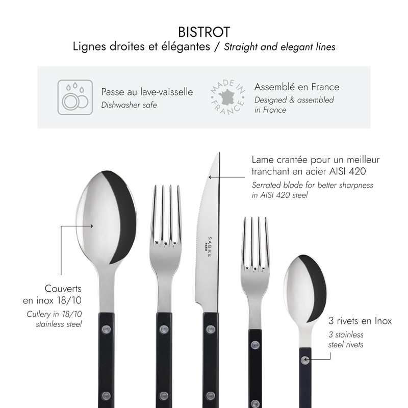 Sabre Paris | Famille BISTROT - 5 Piece Flatware (Black)