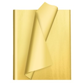 Gold Tissue Paper for Gift Bags, 105 Sheets Single-Sided Metallic Wrapping Craft Papers Bulk for DIY Artworks Flower Decoration, 12 x 20 Inches