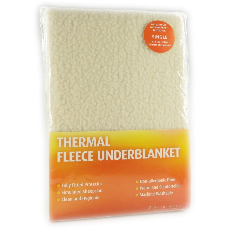 OLIVIA ROCCO Thermal Fleece Underblanket Deep Fitted Warm Under Blanket