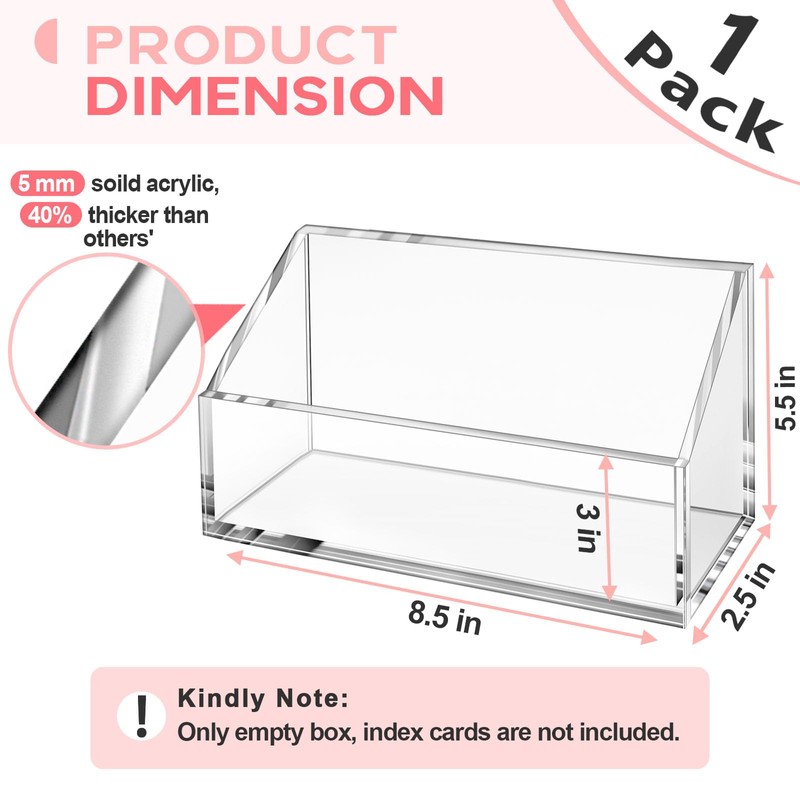 5x8 Index Card Holder, Clear Acrylic 5x8 Index Card Organizer