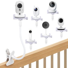 OFFCUP Baby Monitor Holder, Baby Camera Mount and Card Slot, Flexible Baby Monitor Mount Stand Compatible with 1/4 Screw Baby Monitors Camera for Cot/Crib (Clip Type)