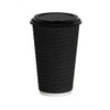 12 oz Black Ripple cups with Black lids x 500
