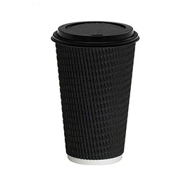 12 oz Black Ripple cups with Black lids x 500